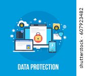 data protection  privacy  and... | Shutterstock .eps vector #607923482