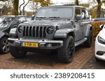 Small photo of Laren, the Netherlands - November 16, 2023: a 2023 Jeep Wrangler BRUTE custom 4x4