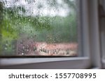 Rain On A Window On A Rainy Day