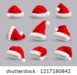 collection of red santa claus... | Shutterstock .eps vector #1217180842