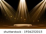iluminated gold podium  round... | Shutterstock .eps vector #1936252015