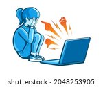 cyberbullying girl. cyber... | Shutterstock .eps vector #2048253905