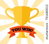 you win  poster with prize cup. ... | Shutterstock .eps vector #701680012