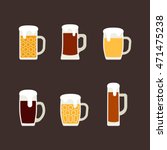 Icons Set Of Beer Mugs. Vector...