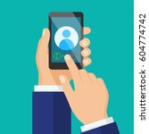 receiving phone call concept.... | Shutterstock .eps vector #604774742