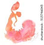 Watercolor Red Silhouette Of A...