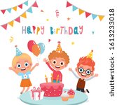 children having fun at birthday ... | Shutterstock .eps vector #1613233018