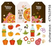 set of label with pizza and... | Shutterstock .eps vector #477615958