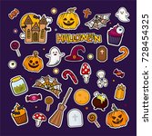 halloween stickers set. pumpkin ... | Shutterstock .eps vector #728454325
