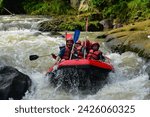 Small photo of Bogor, Indonesia 15 february 2024. Rafting and whitewater rafting are recreational outdoor activities which use an inflatable raft to navigate a river or other body of water