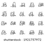 Forklift Set Line Icons In Flat ...