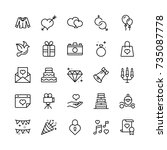 wedding icon set. collection of ... | Shutterstock .eps vector #735087778