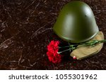 military helmet, carnations and a pilot