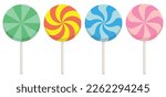 Set of colorful lollipop sweet candies. Vector illustration. Eps 10.