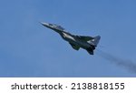 Small photo of Zeltweg Austria SEPTEMBER, 3, 2016 Mikoyan MiG29 Fulcrum of Polish Air Force. Copy space. Ukraine asked NATO to donate them to fight again Russian invasion war of 2022