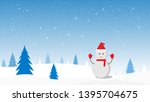 vector  snowman and snowflake... | Shutterstock .eps vector #1395704675