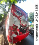 Small photo of Serang,Indonesia-17 December 2023: Campaign car supporting the 2024 Rebuplik of Indonesia presidential and vice presidential candidates, Ganjar Pranowo and Mahmud MD