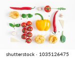 ingredients for cooking pasta... | Shutterstock . vector #1035126475