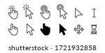 Computer mouse click cursor gray arrow icons set and loading icons. Cursor icon. Vector illustration. Mouse click cursor collection.