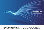 blue luminous line waveform... | Shutterstock .eps vector #2067090038