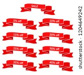 set of red sale ribbons with... | Shutterstock .eps vector #1204649242
