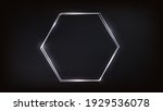 neon double hexagon frame with... | Shutterstock .eps vector #1929536078