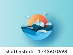 balloon white hot air of sea... | Shutterstock .eps vector #1743600698