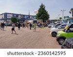 Small photo of Thessaloniki, Greece - September 9 2023: Visitors outside pavilions of the 87th TIF International fair, taking place from 09 to 17 September 2023.