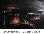 Part of a drum kit against a...