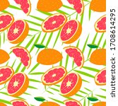 red fresh grapefruit pattern... | Shutterstock .eps vector #1708614295