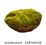 Large Stone Covered With Green...