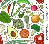 vector big set of vegetables in ... | Shutterstock .eps vector #1134642215