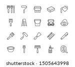 painter tools flat line icons...