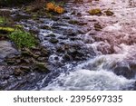 Small photo of View of fast flowing water in the East Lyn River
