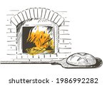 set of bread  shovel  baked in... | Shutterstock .eps vector #1986992282