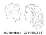 vector face of man and woman.... | Shutterstock .eps vector #2159551585