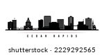 Cedar Rapids skyline horizontal banner. Black and white silhouette of Cedar Rapids, Iowa. Vector template for your design. 