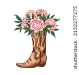 Watercolor Country Boots With...