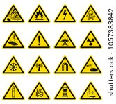 warning and hazard symbols on... | Shutterstock . vector #1057383842