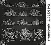 white spider web on chalkboard... | Shutterstock .eps vector #1192408192