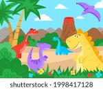 prehistoric landscape. cartoon... | Shutterstock .eps vector #1998417128
