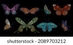 embroidery butterflies. floral... | Shutterstock .eps vector #2089703212