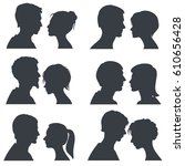 couple faces  young boy and... | Shutterstock .eps vector #610656428