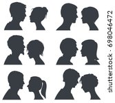 couple faces  young boy and... | Shutterstock . vector #698046472