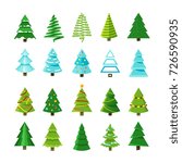 flat christmas winter trees... | Shutterstock .eps vector #726590935