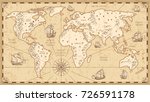 vintage physical world map with ... | Shutterstock .eps vector #726591178