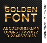 Golden Glossy Vector Font Or...