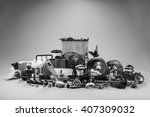 Car Parts On A Gray Background