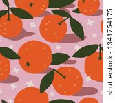 clementine tangerine seamless... | Shutterstock .eps vector #1341754175