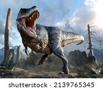 Tyrannosaurus from the Cretaceous era 3D illustration	